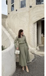 Loretta Pileli Etek Gömlek Takım - Mint - Kod: 266004