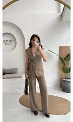 Verona Kuşaklı Yelek Takım - Haki - Kod: 8859