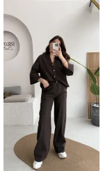 Roar Denim Gömlek-Pantolon Takım - Kahverengi - Kod: 2201 4042