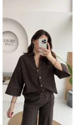 Roar Denim Gömlek-Pantolon Takım - Kahverengi - Kod: 2201 4042