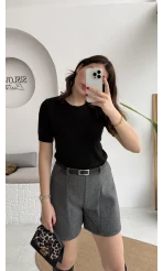 Kemerli Kaşe Şort - Antrasit - Kod: 312118