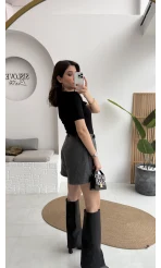 Kemerli Kaşe Şort - Antrasit - Kod: 312118