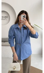 Marley Toka Detay Gömlek - Mavi - Kod: 5019