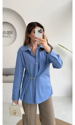 Marley Toka Detay Gömlek - Mavi - Kod: 5019