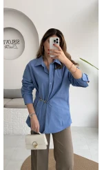 Marley Toka Detay Gömlek - Mavi - Kod: 5019