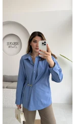 Marley Toka Detay Gömlek - Mavi - Kod: 5019