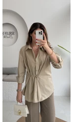 Marley Toka Detay Gömlek - Grej - Kod: 5019