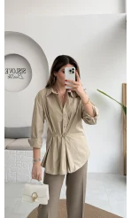 Marley Toka Detay Gömlek - Grej - Kod: 5019