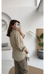 Marley Toka Detay Gömlek - Grej - Kod: 5019