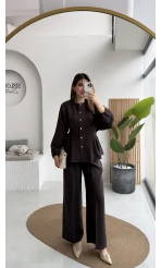 Stellaa Pile Dikişli Takım - Kahve - Kod: 8930