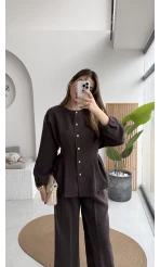 Stellaa Pile Dikişli Takım - Kahve - Kod: 8930