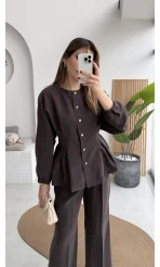 Stellaa Pile Dikişli Takım - Kahve - Kod: 8930