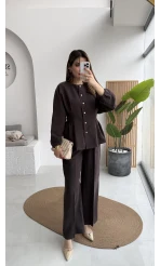 Stellaa Pile Dikişli Takım - Kahve - Kod: 8930