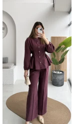 Stellaa Pile Dikişli Takım - Mürdüm - Kod: 8930