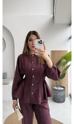 Stellaa Pile Dikişli Takım - Mürdüm - Kod: 8930