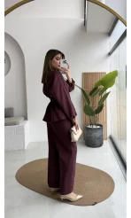 Stellaa Pile Dikişli Takım - Mürdüm - Kod: 8930