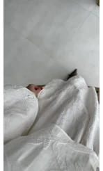 Brera Balon Kol Dokulu Etek Bluz Takım - Ekru - Kod: 6045