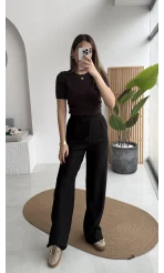 Kadife Cırt Detay Pantolon - Siyah - Kod: 3997