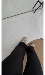 Kadife Cırt Detay Pantolon - Siyah - Kod: 3997