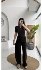 Kadife Cırt Detay Pantolon - Siyah - Kod: 3997