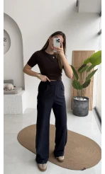 Kadife Cırt Detay Pantolon - Lacivert - Kod: 3997