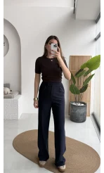 Kadife Cırt Detay Pantolon - Lacivert - Kod: 3997