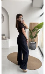 Kadife Cırt Detay Pantolon - Lacivert - Kod: 3997