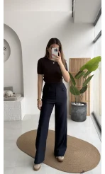 Kadife Cırt Detay Pantolon - Lacivert - Kod: 3997