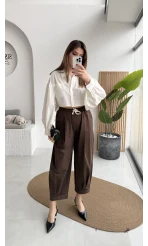 Condotti Beli Lastikli Bağcıklı Pantolon - Kahve - Kod: 51270