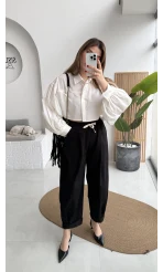 Condotti Beli Lastikli Bağcıklı Pantolon - Siyah - Kod: 51270