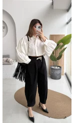 Condotti Beli Lastikli Bağcıklı Pantolon - Siyah - Kod: 51270