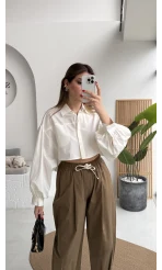 Condotti Beli Lastikli Bağcıklı Pantolon - Haki - Kod: 51270