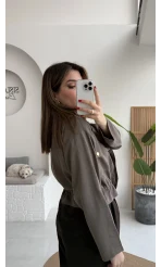 Amalfia Cepli Kısa Ceket Gömlek - Haki - Kod: 7043