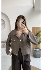 Amalfia Cepli Kısa Ceket Gömlek - Haki - Kod: 7043