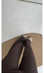 Kadife Cırt Detay Pantolon - Kahverengi - Kod: 3997