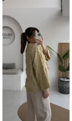 Püskül Detay Bağlamalı Kimono - Haki - Kod: 7012