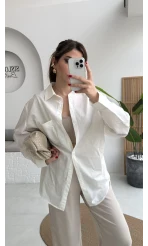 Paloma Tek Cepli Poplin Gömlek - Beyaz - Kod: 5020