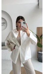 Paloma Tek Cepli Poplin Gömlek - Beyaz - Kod: 5020