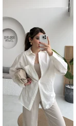 Paloma Tek Cepli Poplin Gömlek - Beyaz - Kod: 5020