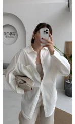 Paloma Tek Cepli Poplin Gömlek - Beyaz - Kod: 5020