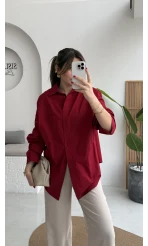 Paloma Tek Cepli Poplin Gömlek - Kırmızı - Kod: 5020