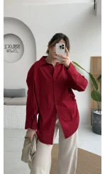 Paloma Tek Cepli Poplin Gömlek - Kırmızı - Kod: 5020