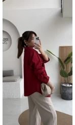 Paloma Tek Cepli Poplin Gömlek - Kırmızı - Kod: 5020