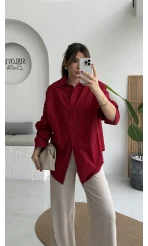 Paloma Tek Cepli Poplin Gömlek - Kırmızı - Kod: 5020