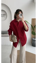 Paloma Tek Cepli Poplin Gömlek - Kırmızı - Kod: 5020