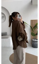 Paloma Tek Cepli Poplin Gömlek - Acı Kahve - Kod: 5020