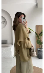 Uçuşan Pelerin Bluz - Olive - Kod: 5026