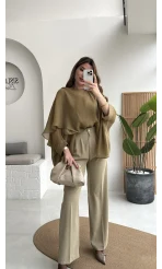 Pileli Palazzo Dökümlü Kumaş Pantolon - Ada Çayı Yeşil - Kod: 51078