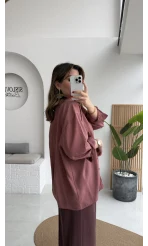 Tarçın Oversize Tensel Gömlek Kod: 4612