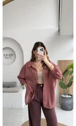 Tarçın Oversize Tensel Gömlek Kod: 4612